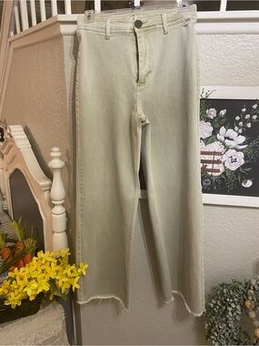 OAT New York Wide-Leg Jeans in Light Sage